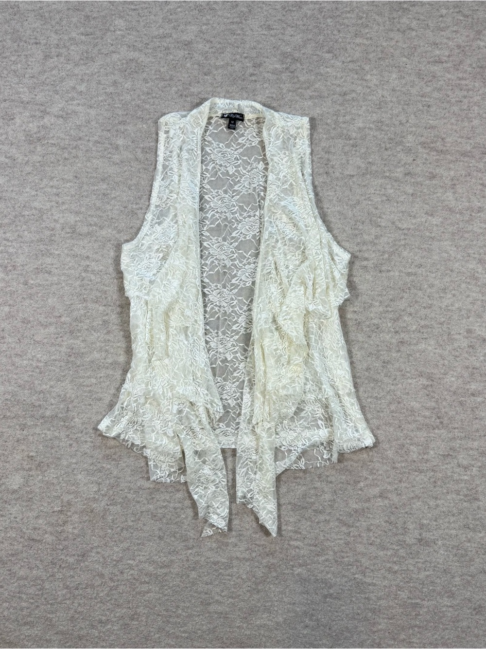 Lily White Cream Lace Open-Front Vest